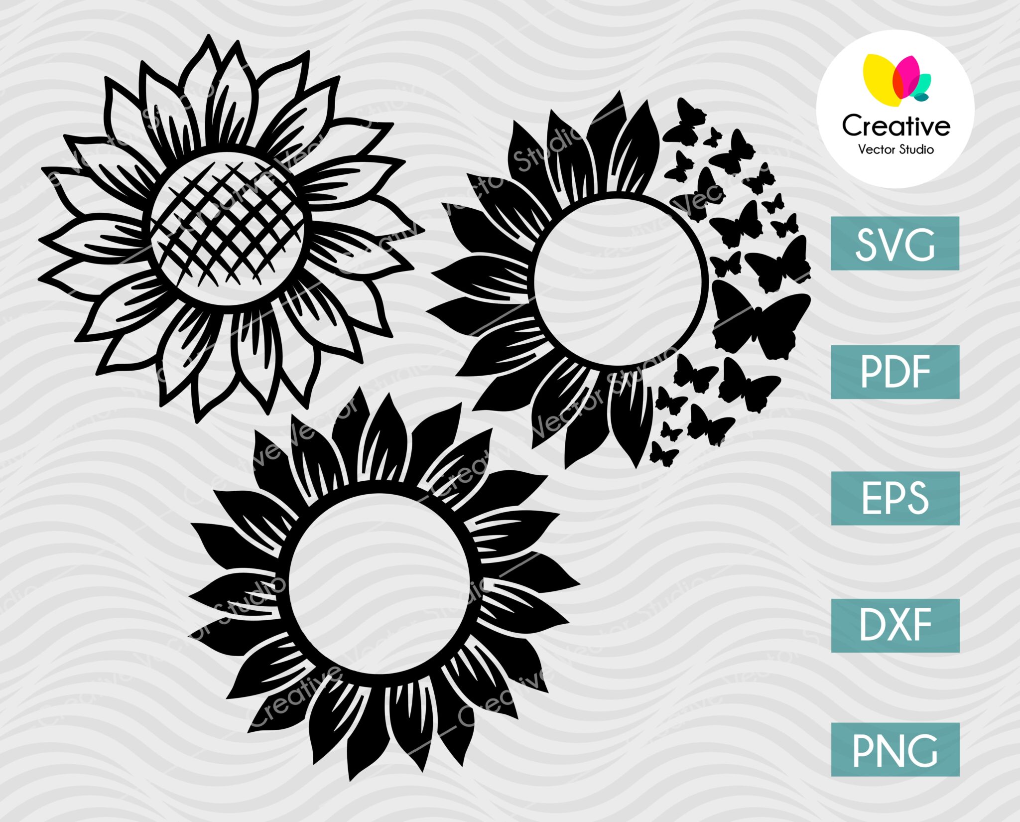 Sunflower Monogram SVG Bundle #1 - Creative Vector Studio