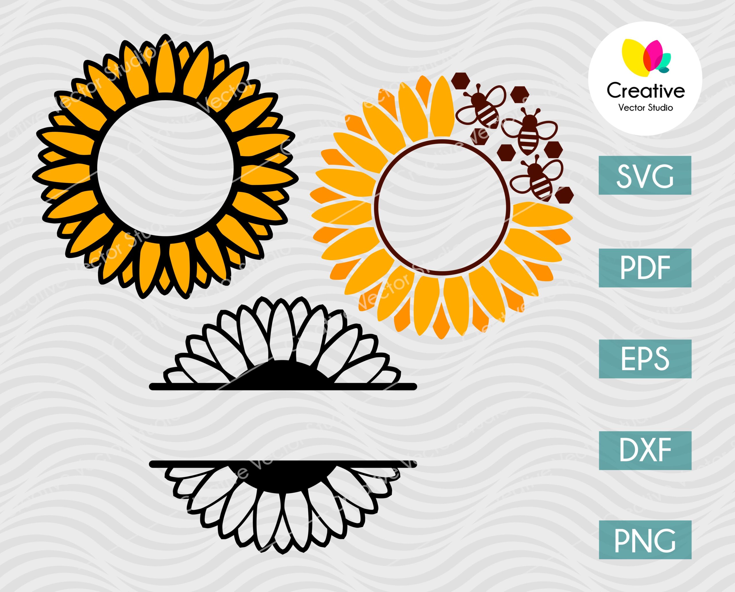 Monogram Sunflower Svg Bundle 2 Creative Vector Studio