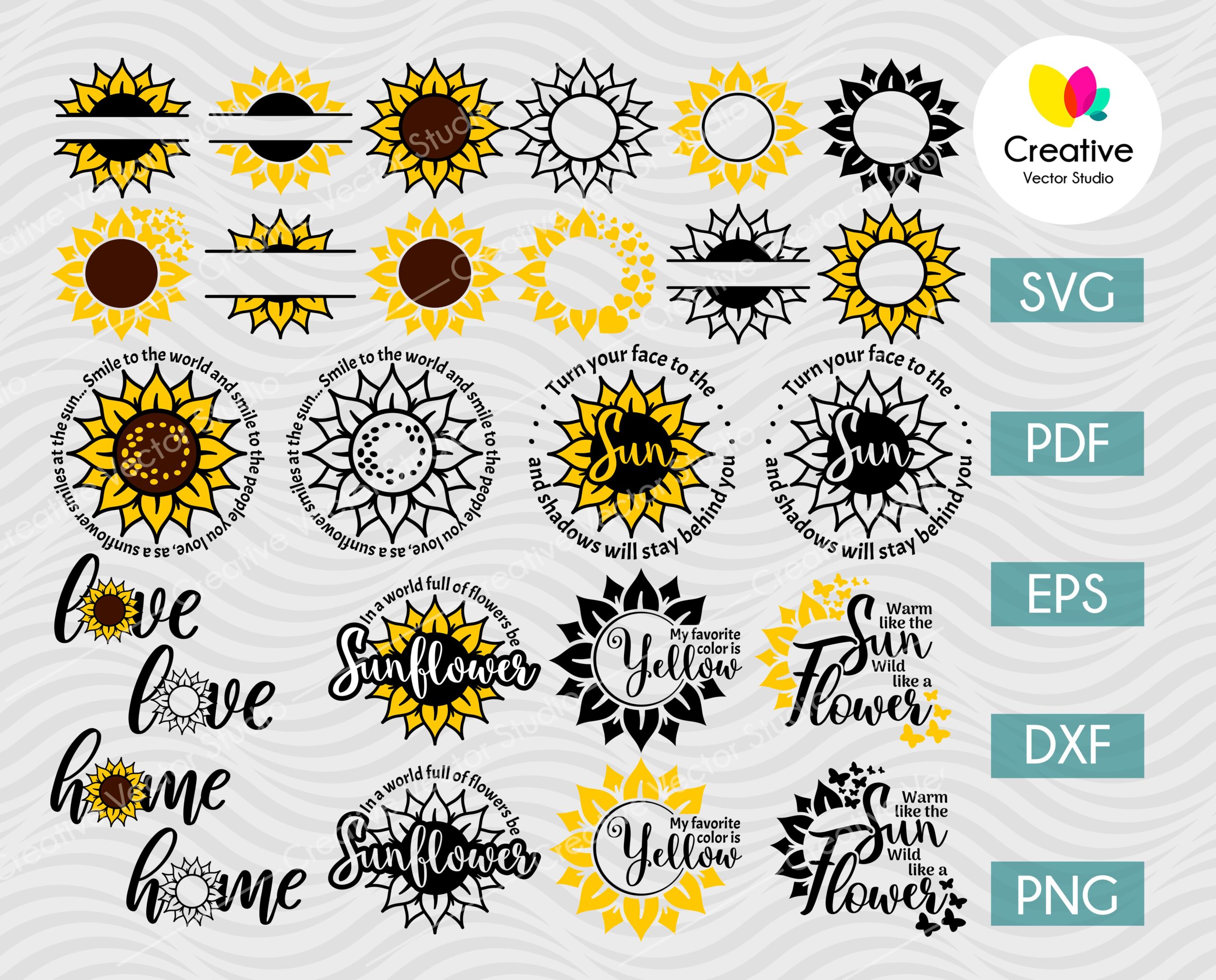 30 Sunflower SVG Bundle, Sunflower SVG, Flower Svg, Monogram Svg