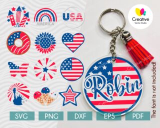 4th of July Keychain SVG Bundle