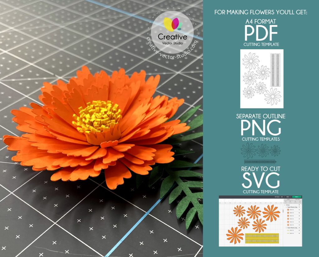 Paper Flower SVG Template #12 | Creative Vector Studio