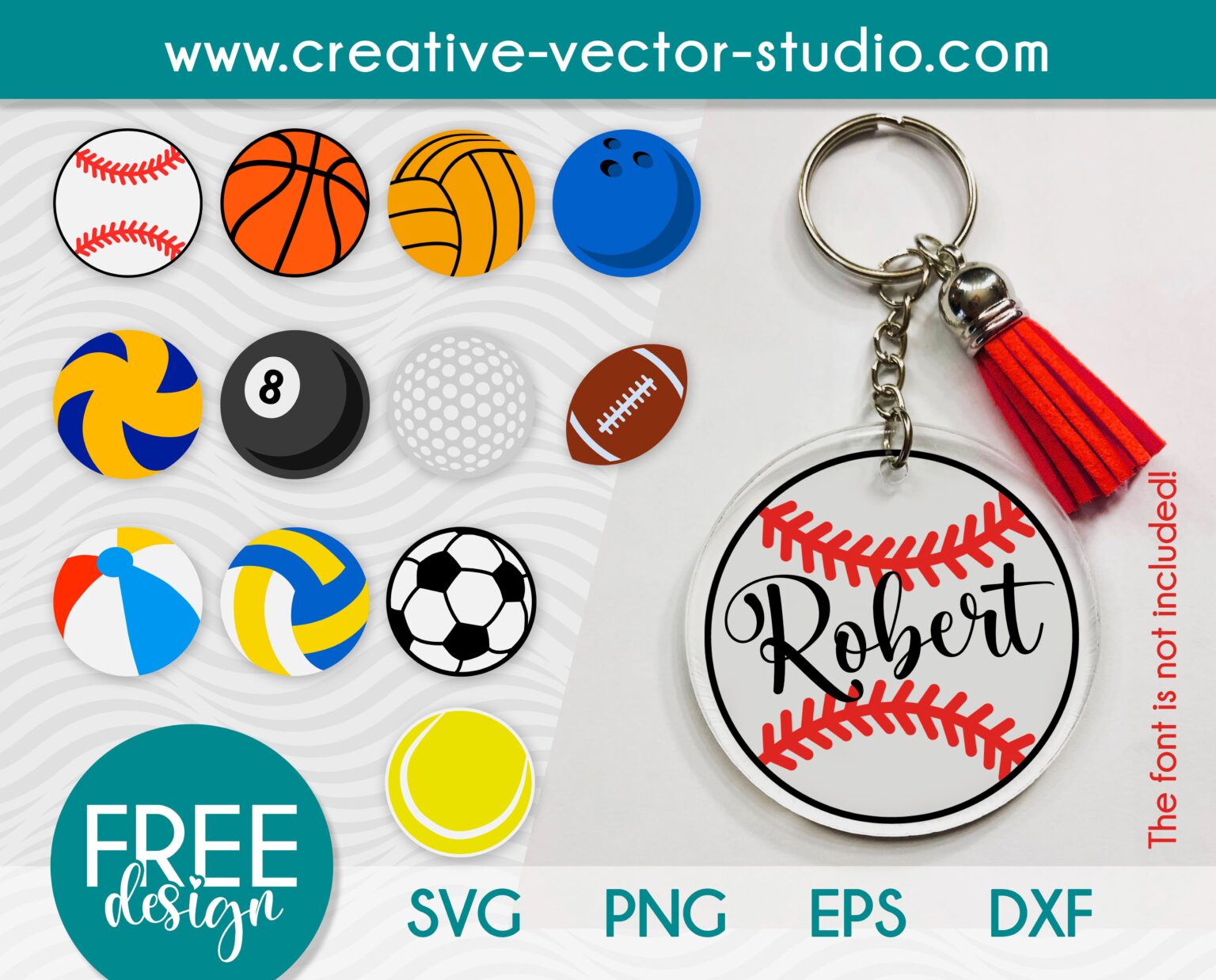 Free Sports Balls SVG Keychain Pattern | Creative Vector Studio