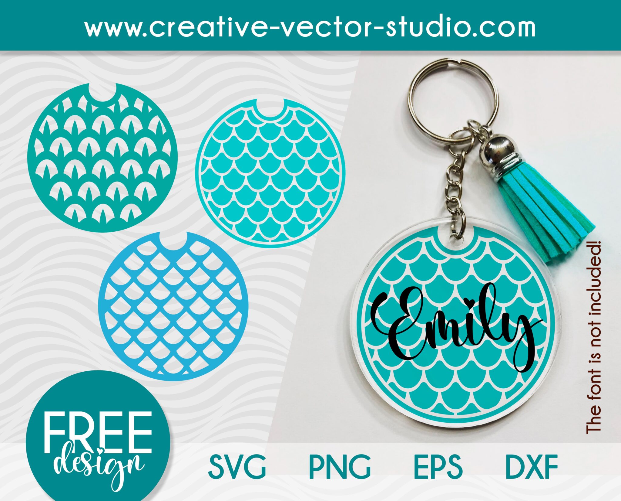 Free Mermaid Scale SVG Keychain Pattern - Creative Vector Studio