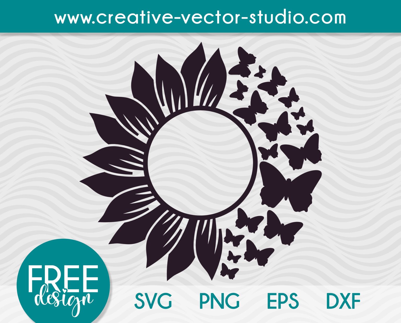 Free Sunflower Monogram SVG, PNG, EPS, DXF - Creative Vector Studio