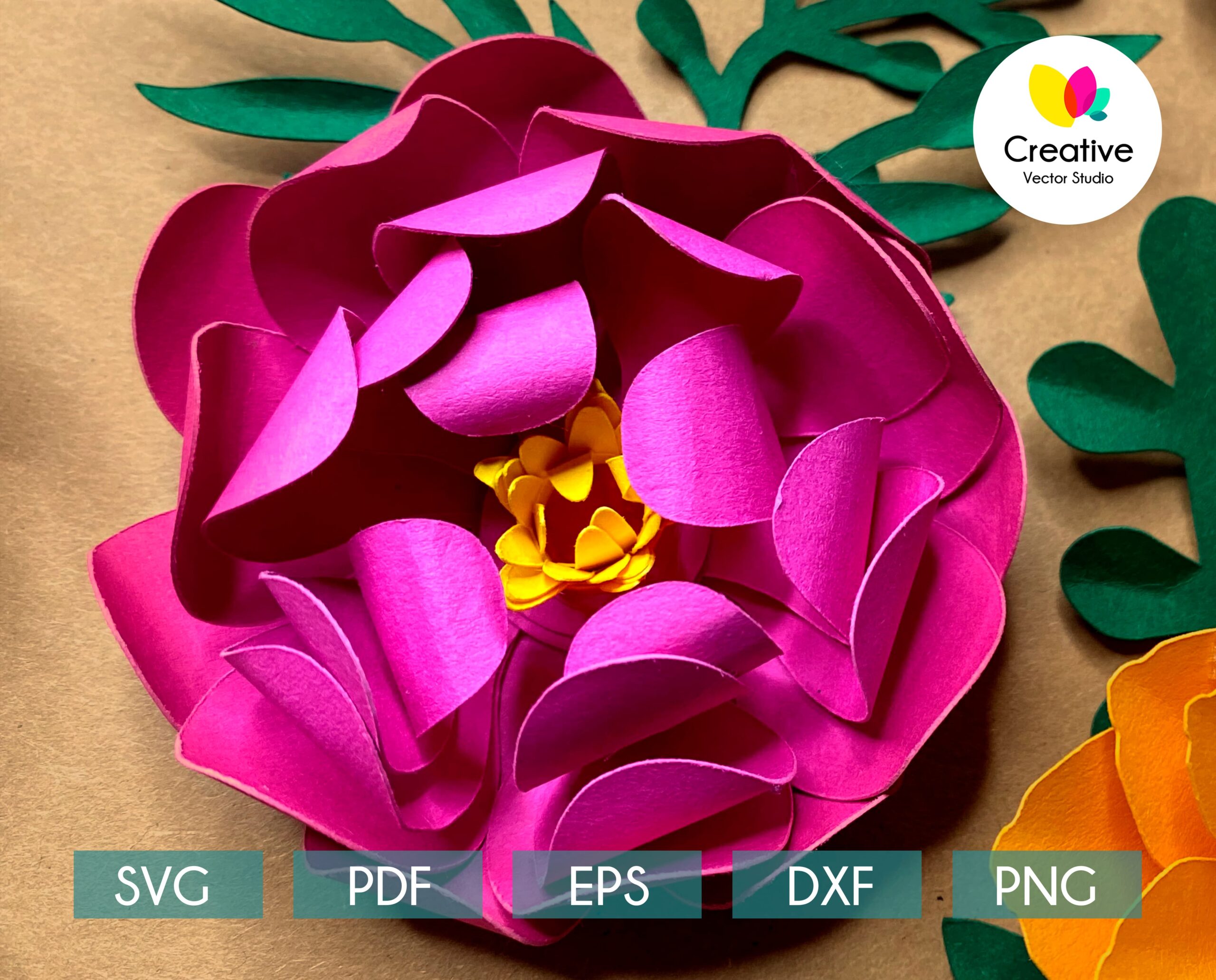 Peony Svg Paper Flower Template Creative Vector Studio