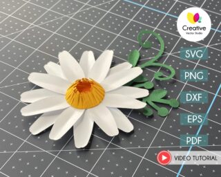 Daisy Paper Flower SVG Template #16