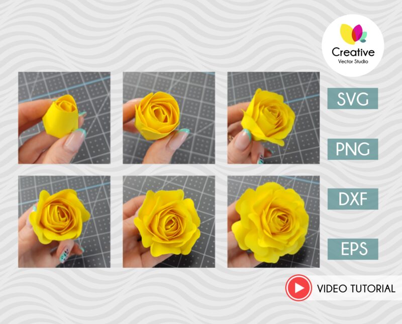 Layered 3D Paper Rose Flower Template