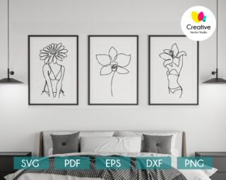 Flower Head Line Art Set