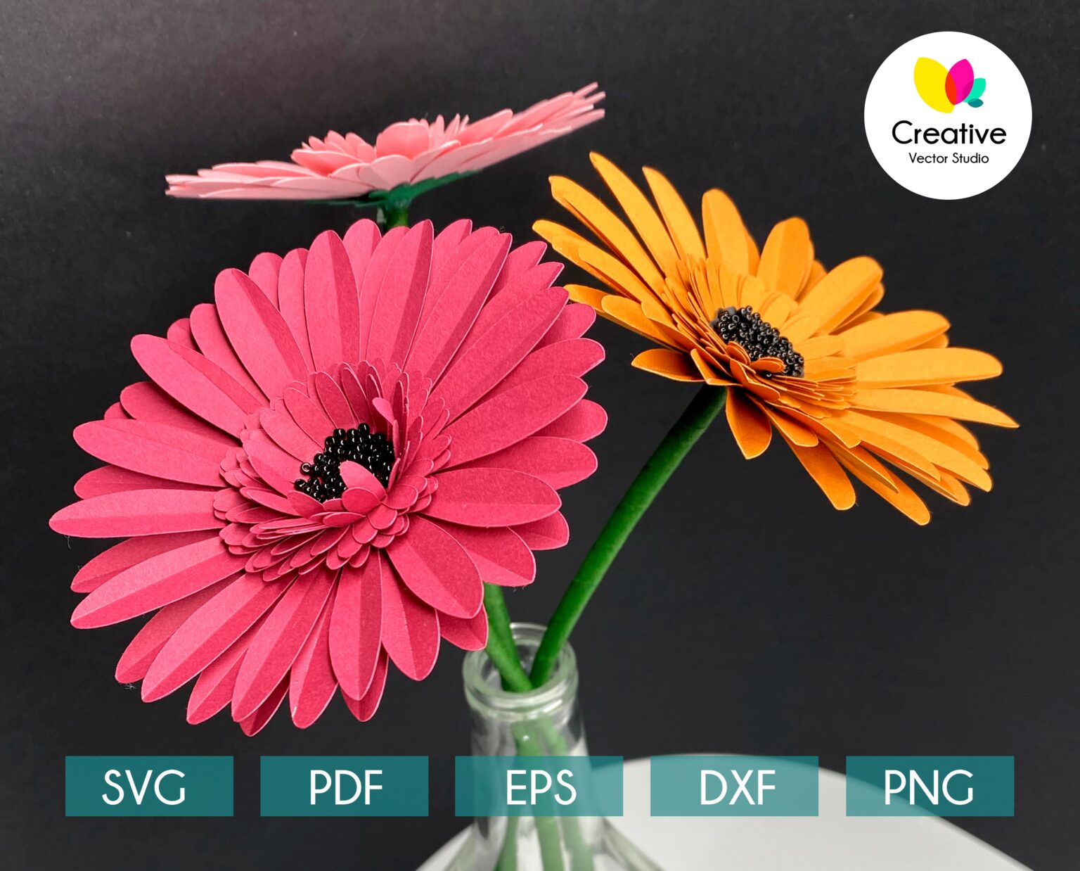 Gerbera SVG Paper Flower Template | Creative Vector Studio