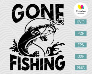 Gone Fishing Catfish SVG