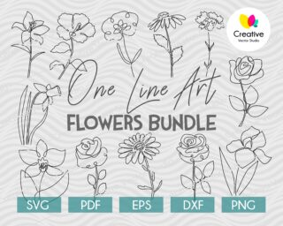 One Line Flower Svg Creative Vector Studio