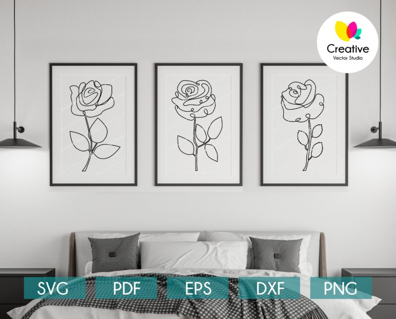 Rose One Line Wall Print