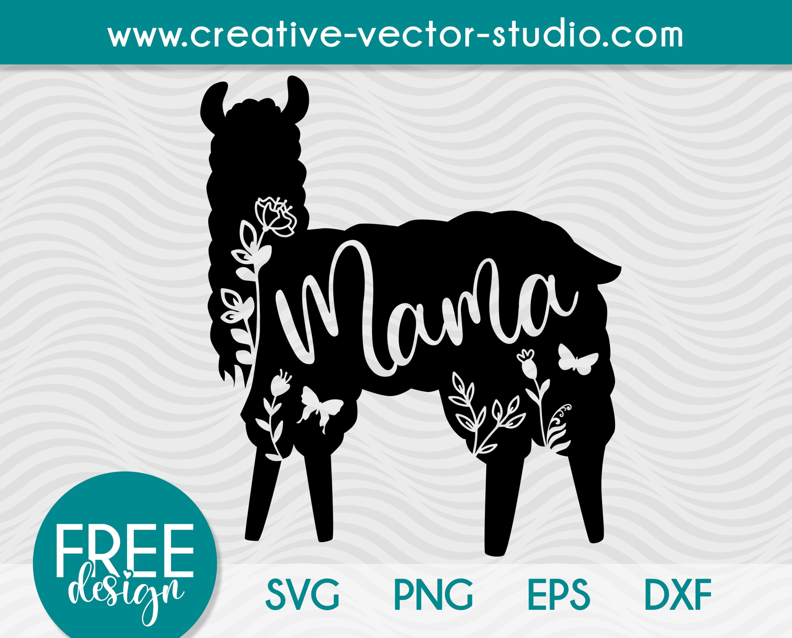 Free Mama Llama SVG, PNG, DXF Cut File | Creative Vector Studio