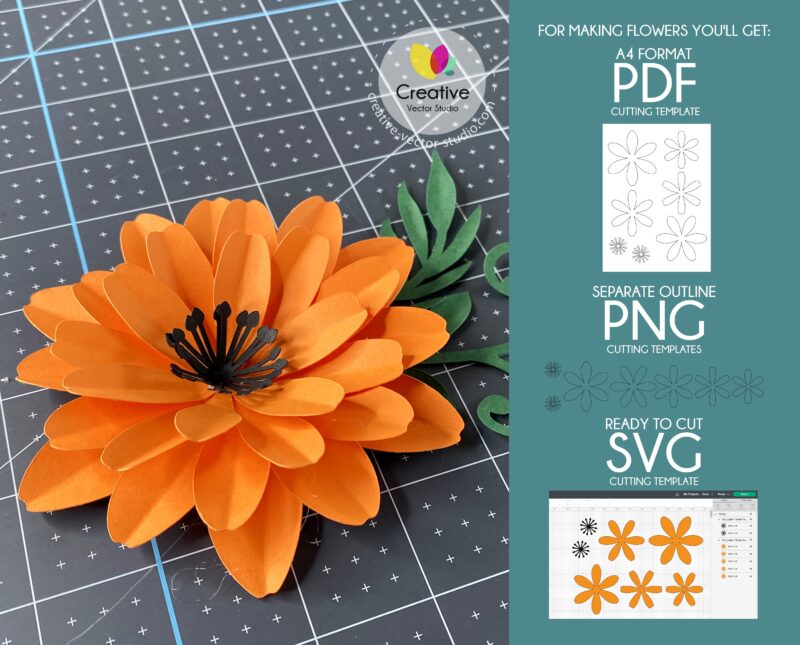 Paper Flower formats of cutting templates 2