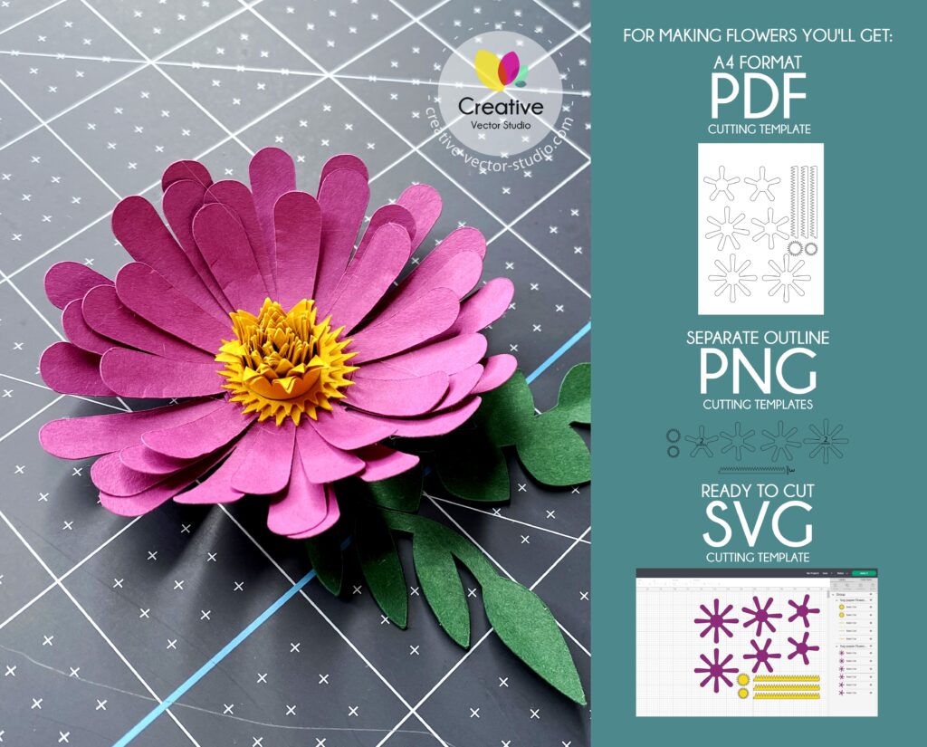 Paper Flower SVG Template #4 | Creative Vector Studio