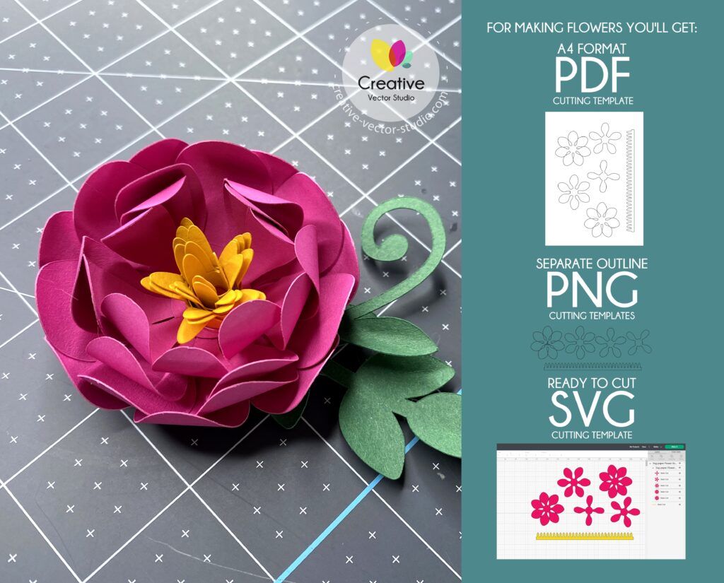 Paper Flower SVG Template #5 | Creative Vector Studio