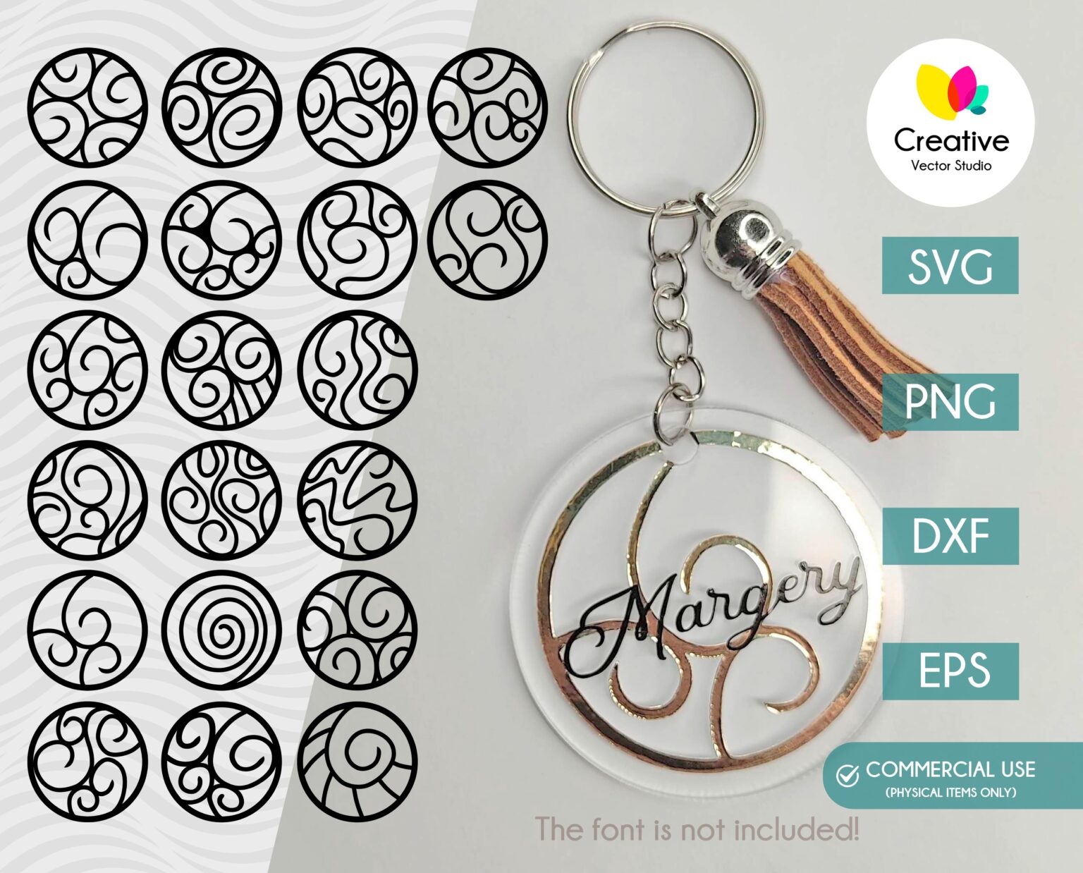 Round Keychain SVG Bundle | Creative Vector Studio