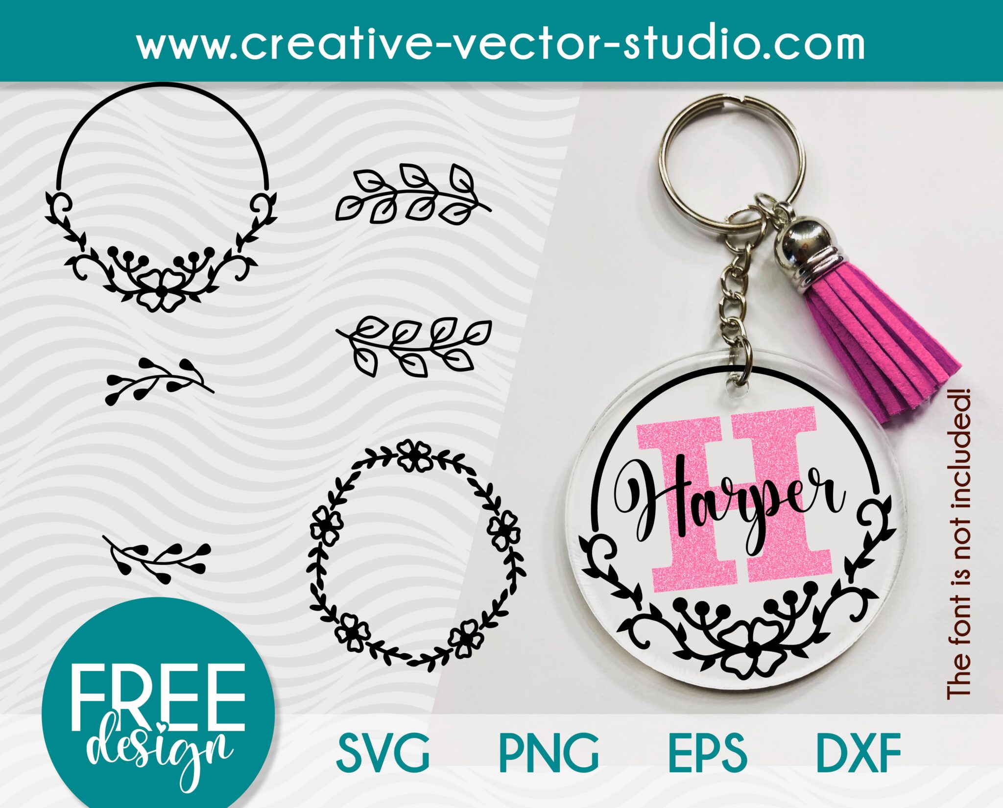 Free Floral Wreath Keychain Pattern | Creative Vector Studio
