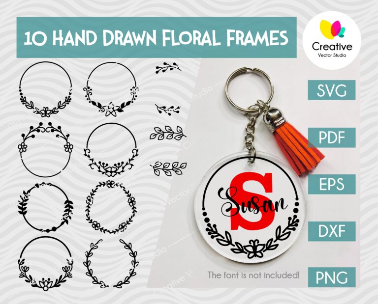 Floral Round Keychain Pattern SVG | Creative Vector Studio