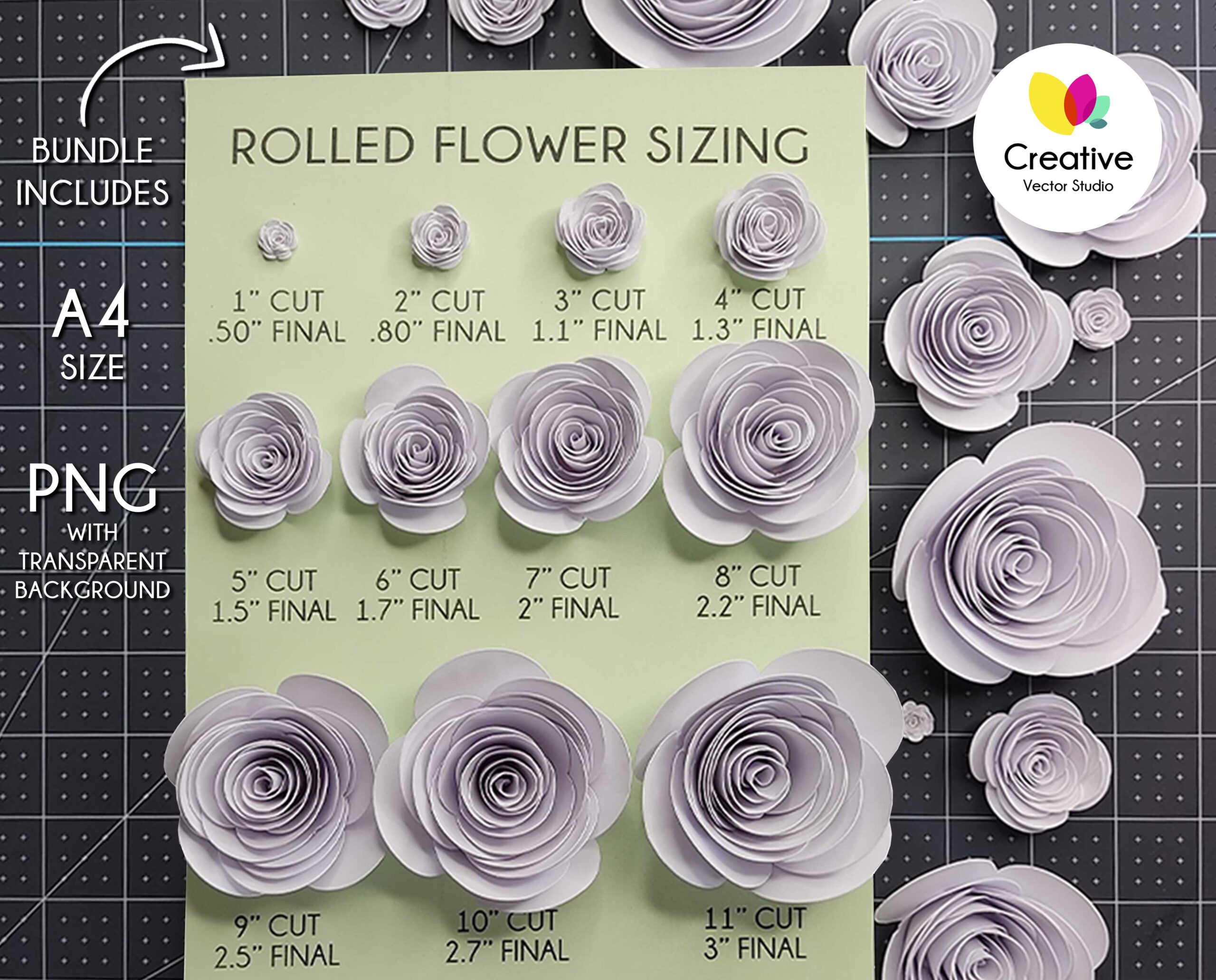 Rolled Paper Flower SVG 9 Templates Creative Vector Studio