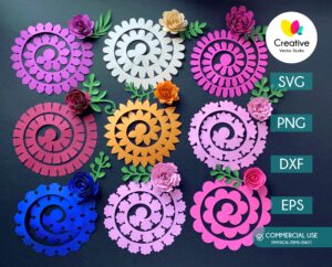 Rolled Paper Flower SVG 9 Templates | Creative Vector Studio