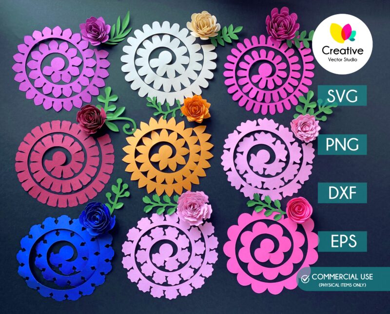 Rolled Paper Flower SVG Bundle