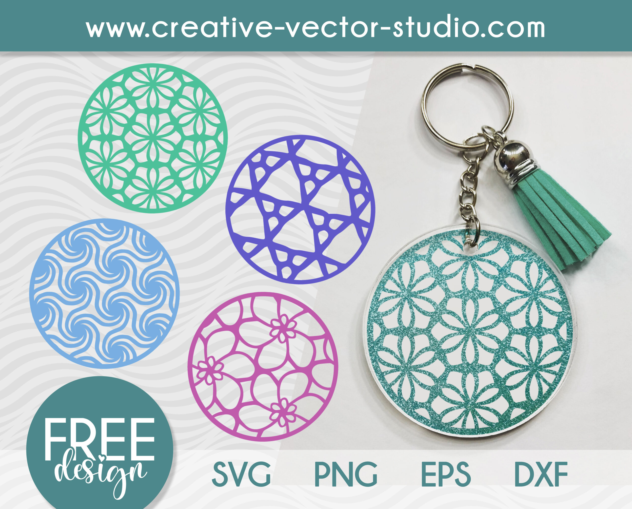 Free Keychain Round Patterns, PNG, DXF, EPS - Creative Vector Studio