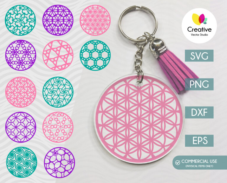 Keychain Round Pattern SVG | Creative Vector Studio