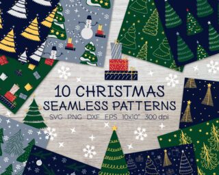 10 Christmas Seamless Patterns SVG Bundle