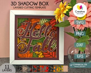 3d fall shadow box svg cutting template