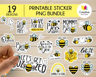 Bee PNG Sticker Bundle