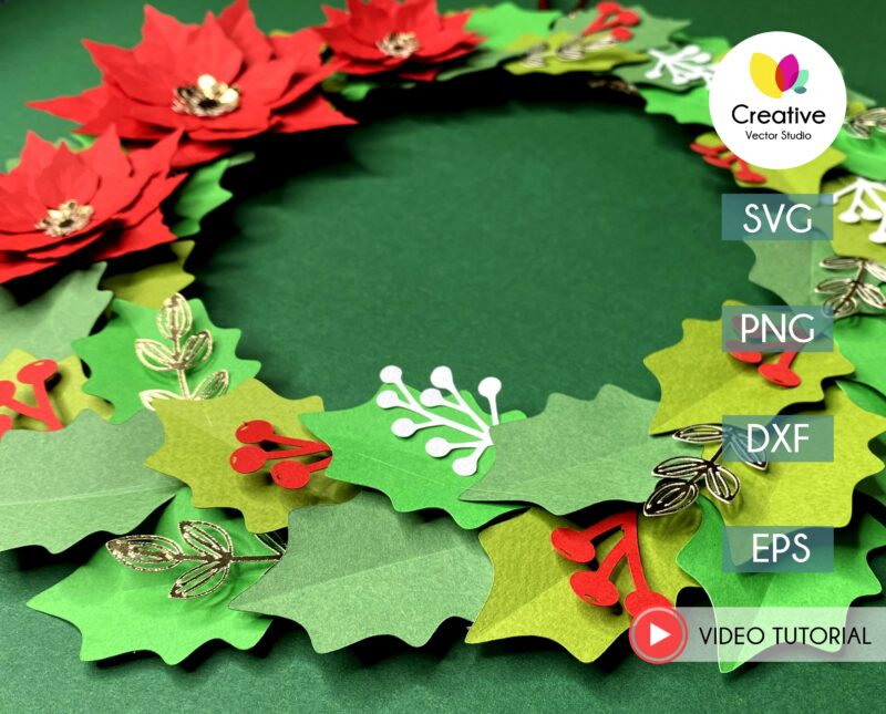 Paper Christmas Wreath SVG