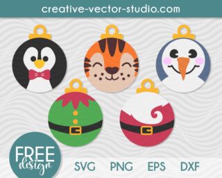 Free Christmas Balls with Cute Faces SVG