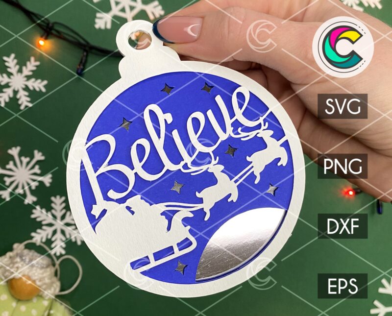 Believe SVG Christmas Ball SVG Template