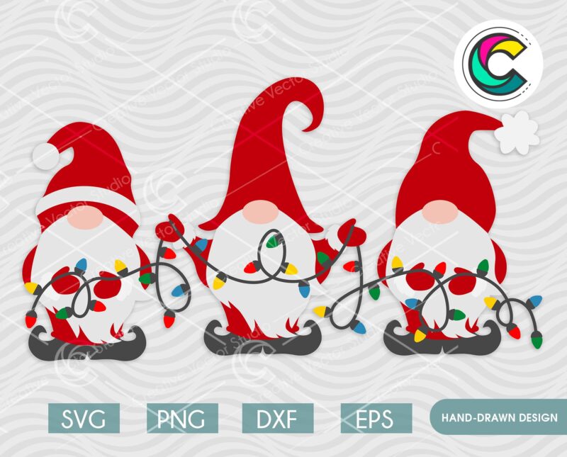 Gnomies with Christmas Lights SVG