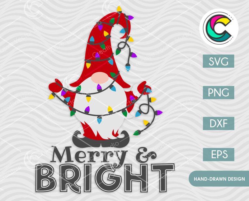 Merry and Bright Gnome SVG