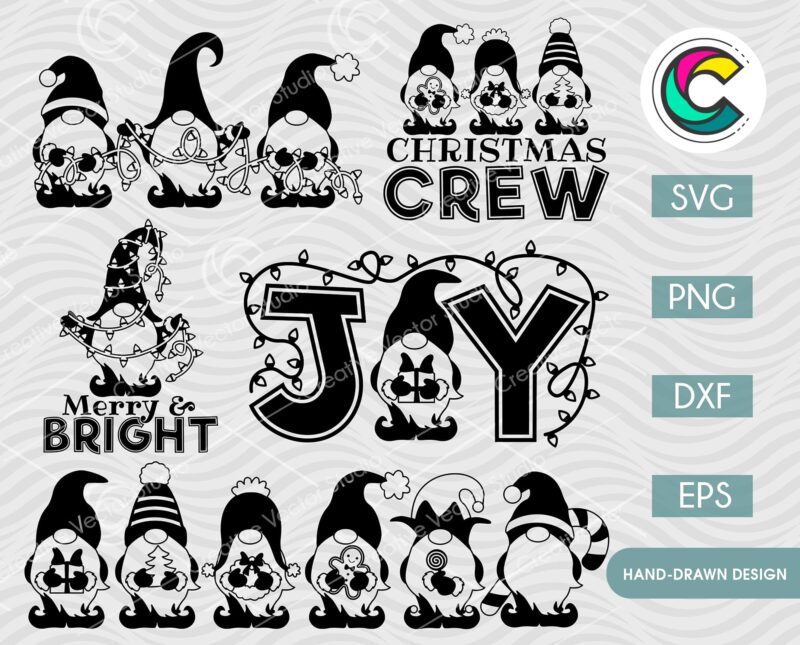 One Color Christmas Gnome SVG Bundle