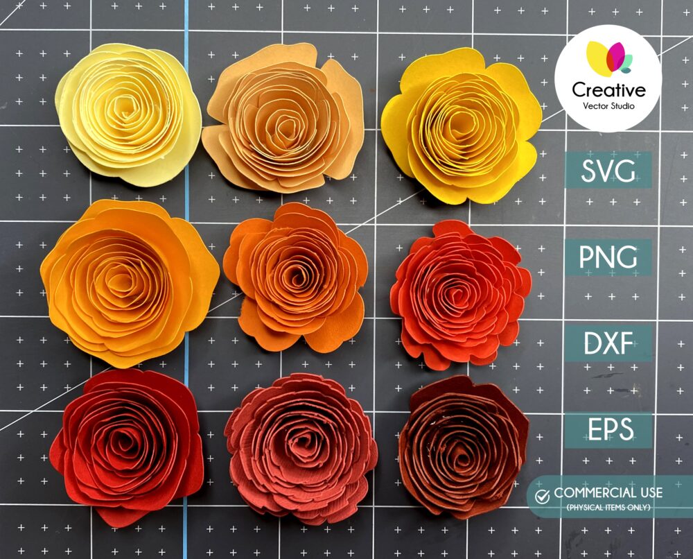 Rolled Flower SVG Bundle | Creative Vector Studio