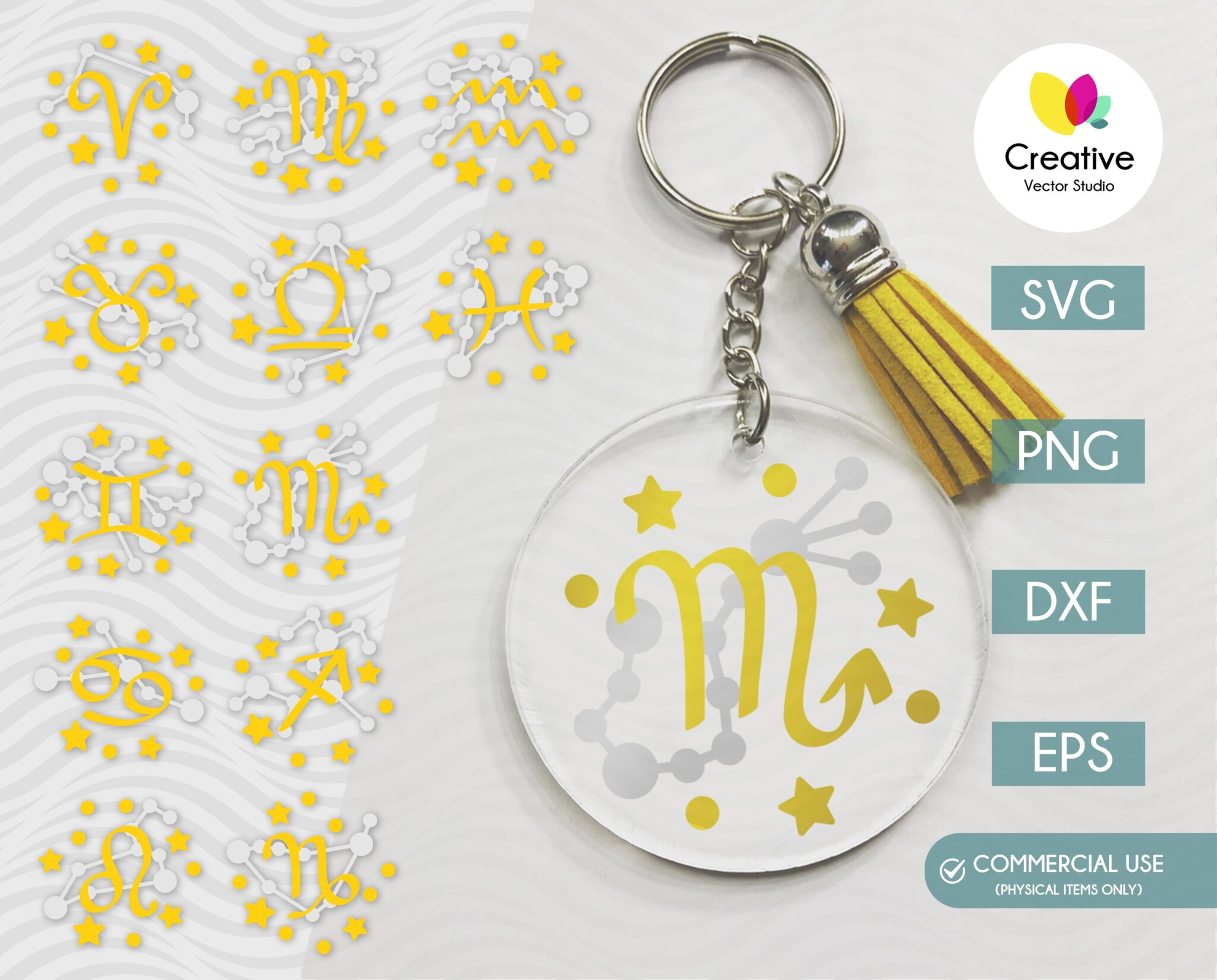 Zodiac Keychain SVG Bundle | Creative Vector Studio