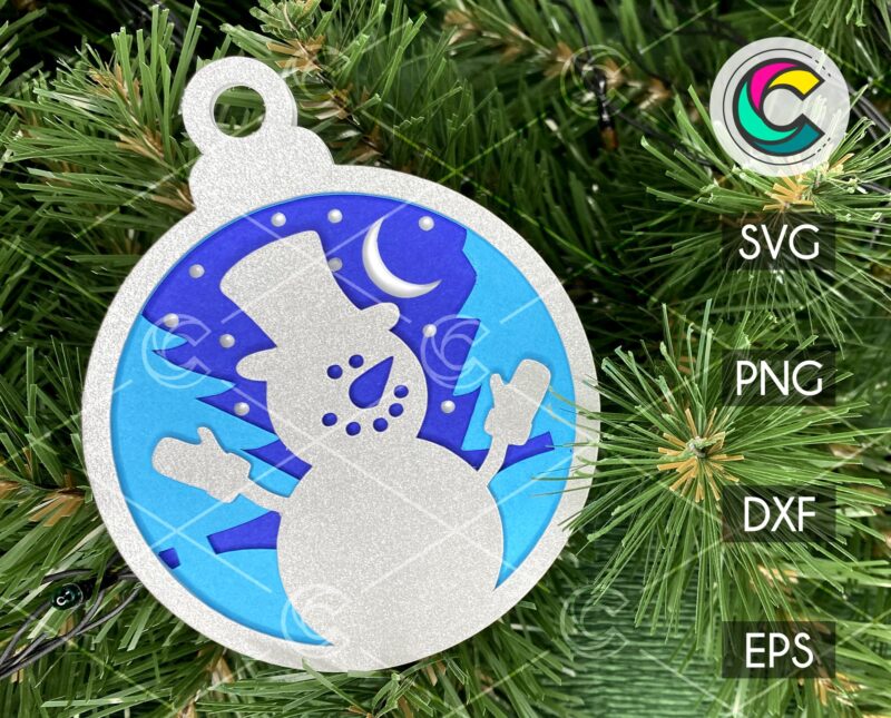 DIY Christmas Ball Templates with Snowflake SVG