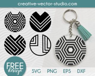 Free Round Geometric Keychain SVG Patterns