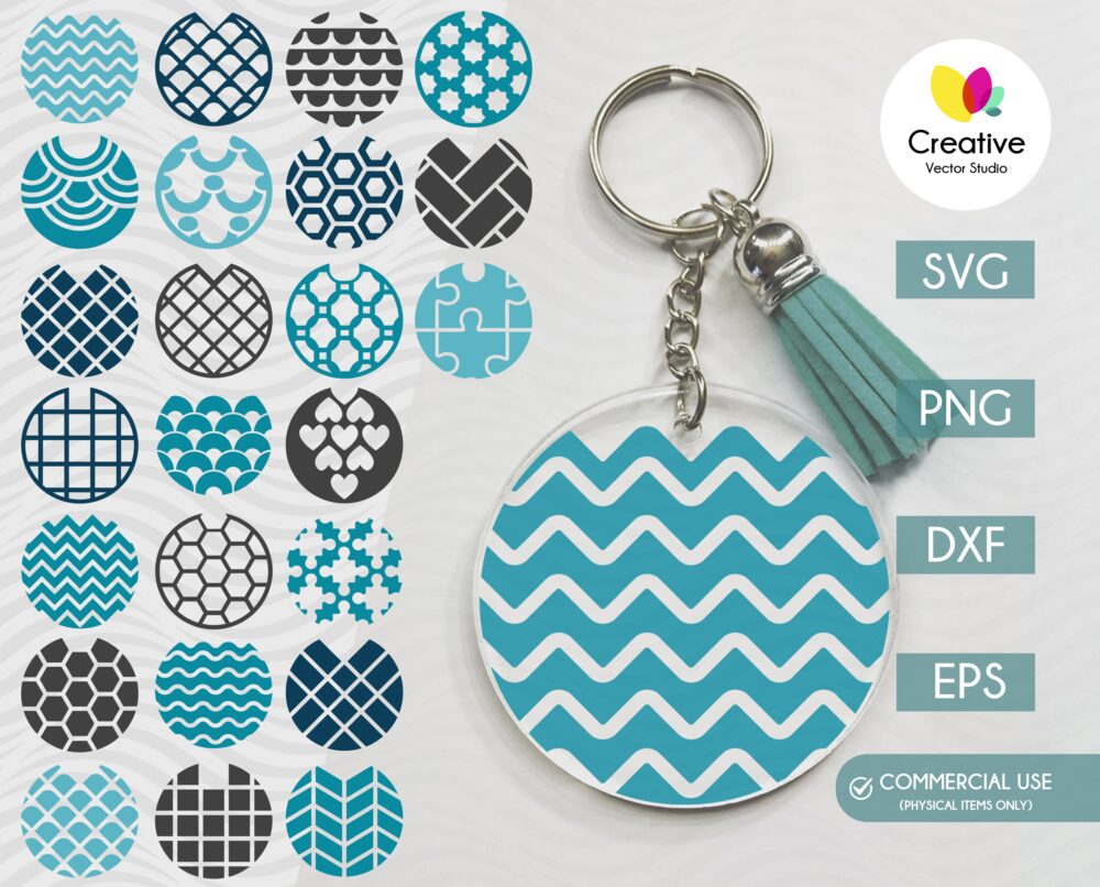 Round Keychain SVG Patterns - Creative Vector Studio