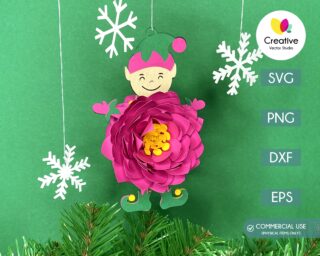Elf With Paper Flowers svg