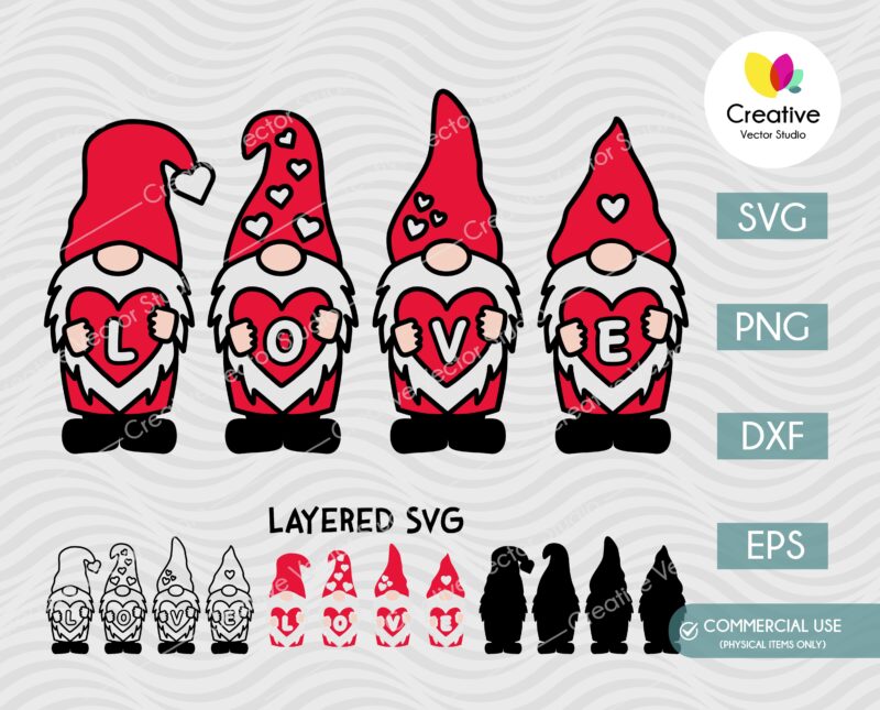 Gnomes Holding Hearts SVG