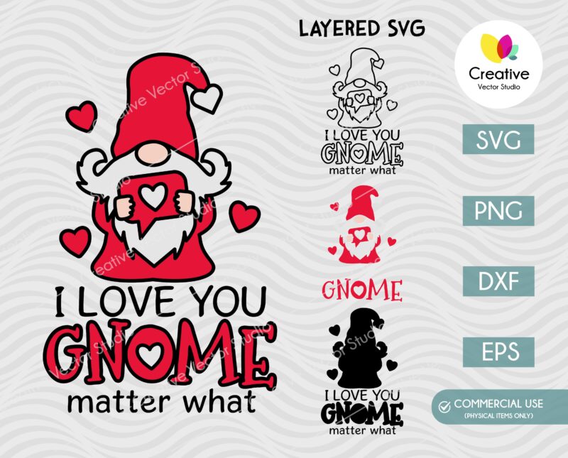 I Love You Gnome SVG