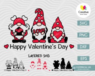Happy Valentine Gnome SVG