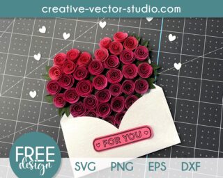 Paper flower hert free SVG cutting template