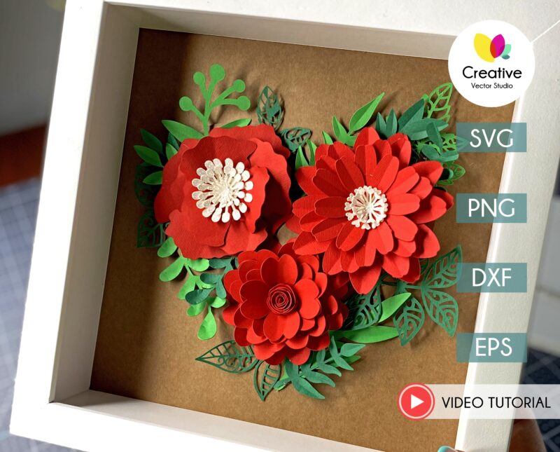 DIY Floral Heart with Paper Flower