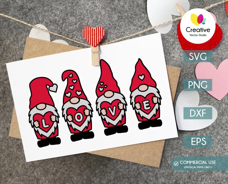 Valentine's Day gift card with Gnomes