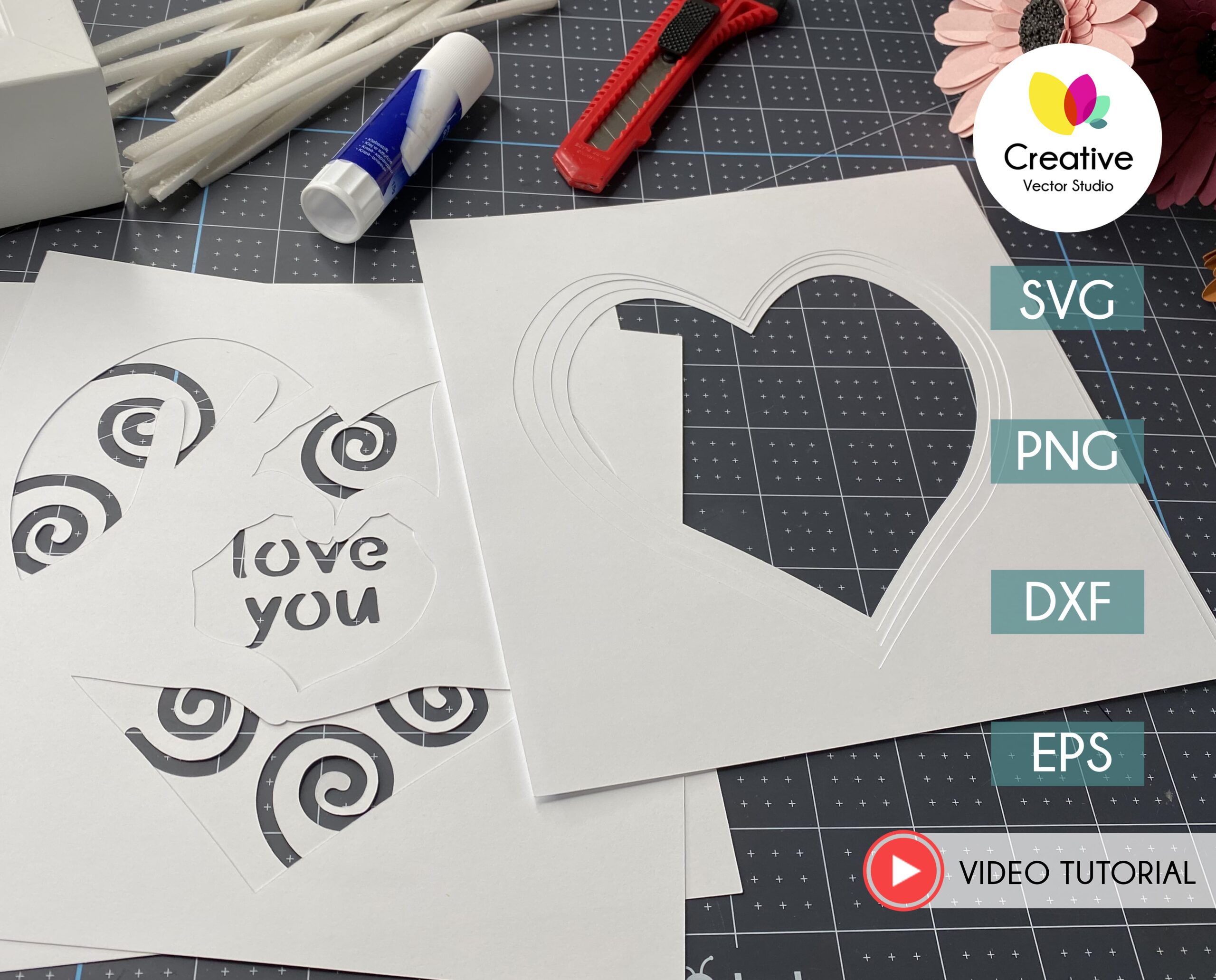 Love You Shadow Box SVG Template - Creative Vector Studio
